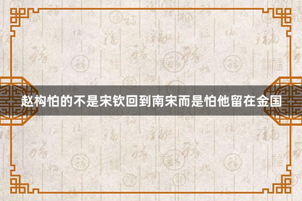 赵构怕的不是宋钦回到南宋而是怕他留在金国