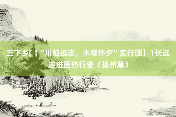 三下乡|【“川柏远志，木槿怀夕”实行团】1长远走进医药行业（扬州篇）