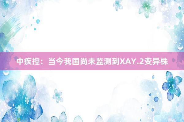 中疾控：当今我国尚未监测到XAY.2变异株